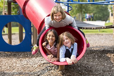 Three girls on playground