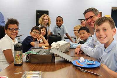 dr. Hudson at lower school lunch