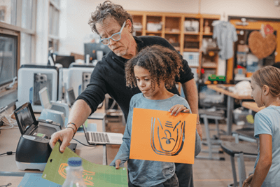 Student working in the Makerspace